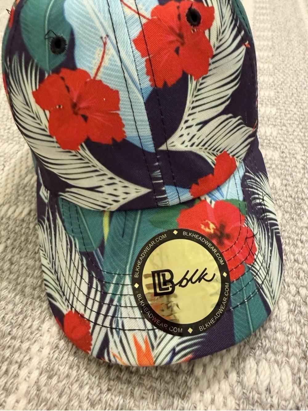 BLK Headwear Tropical Floral Hibiscus Baseball Cap Hat OS - Picture 3 of 7